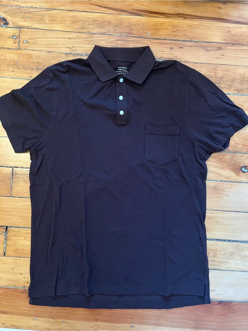 Men's Dark Brown Polo Shirt with Chest Pocket